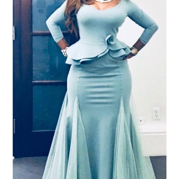 Chiara Boni La Petite Robe Light dusky blue gown - Picture 3 of 16